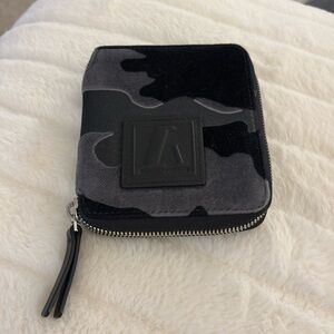 New Emporio Armani Grey Beige Olive Green Camo 4-card Zipped Coin Bifold Wallet